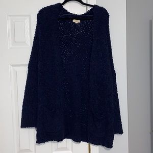 Navy popcorn sweater cardigan